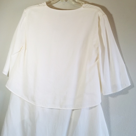 Zara Tiered Top High Low Tunic Oversized Top White - Picture 7 of 8